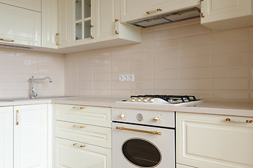 Image showing Classic cream colored kitchen closeup