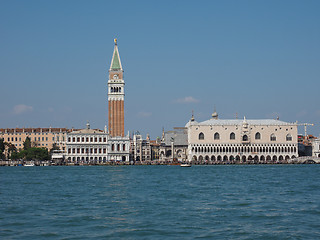 Image showing St Mark square seen fron St Mark basin in Venice