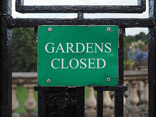 Image showing Gardens closed sign