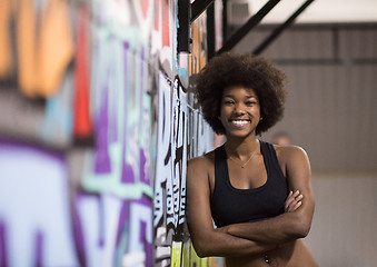 Image showing black woman after a workout at the gym