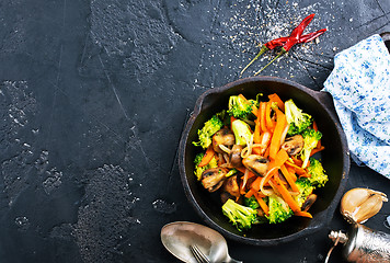 Image showing fried mushrooms with vegetables