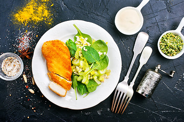 Image showing chicken breast with salad