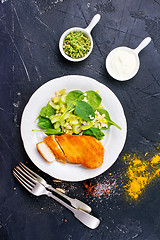 Image showing chicken breast with salad