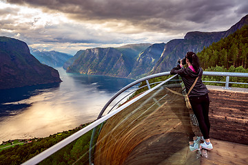 Image showing Nature photographer. Stegastein Lookout.