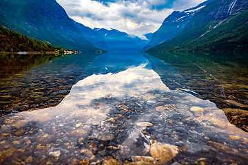 Image showing lovatnet lake Beautiful Nature Norway.