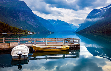 Image showing lovatnet lake Beautiful Nature Norway.