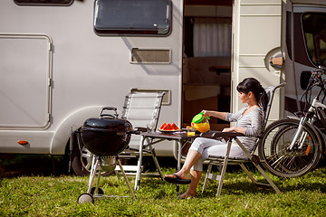 Image showing Family vacation travel RV, holiday trip in motorhome, Caravan ca