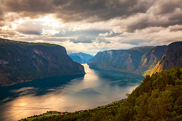 Image showing Beautiful Nature Norway Stegastein Lookout.