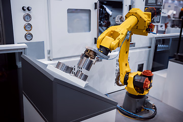 Image showing Robotic Arm modern industrial technology. Automated production c