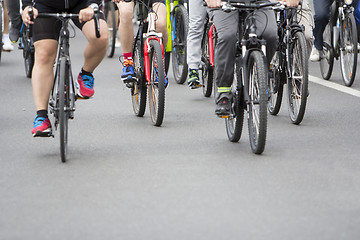 Image showing Group of cyclist during at bike street race