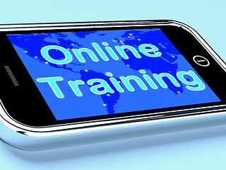 Image showing Online Training Mobile Screen Shows Web Learning