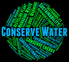 Image showing Conserve Water Represents Preserve Aqua And Save