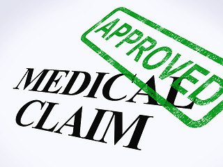 Image showing Medical Claim Approved Stamp Shows Successful Medical Reimbursem