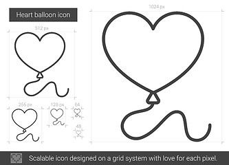 Image showing Heart balloon line icon.