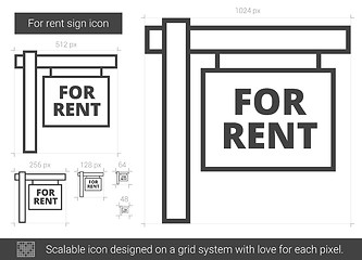 Image showing For rent sign line icon.