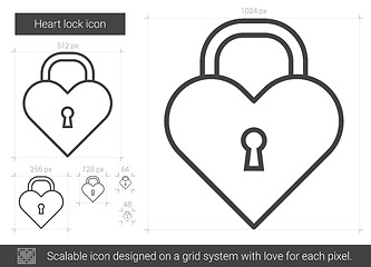 Image showing Heart lock line icon.