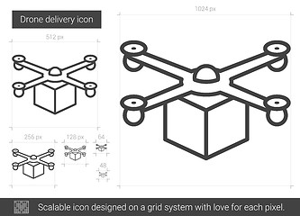 Image showing Drone delivery line icon.