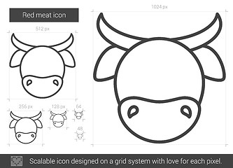 Image showing Red meat line icon.