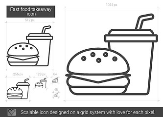 Image showing Fast food takeaway line icon.