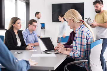 Image showing Business Team At A Meeting at modern office building