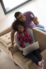 Image showing african american couple shopping online