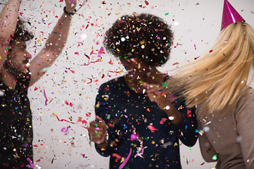 Image showing confetti party multiethnic group of people