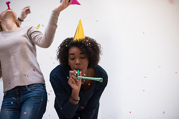 Image showing confetti party multiethnic group of people