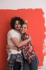 Image showing couple in love  over color background