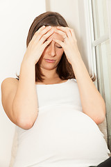 Image showing sad pregnant woman