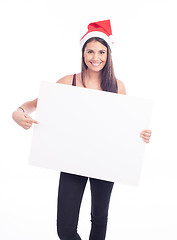 Image showing Christmas blank sign woman