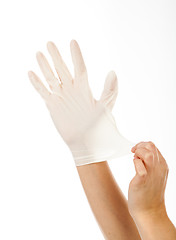 Image showing put a latex glove