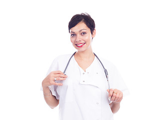 Image showing Portrait of beautiful laughing female doctor