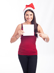 Image showing Christmas blank sign woman