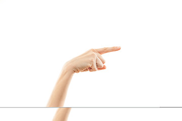 Image showing hand of woman showing a direction
