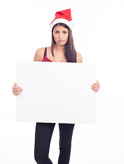 Image showing Christmas blank sign woman