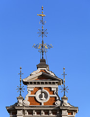 Image showing Top of the House of the Blackheads in Riga