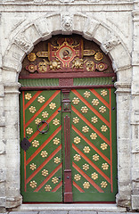 Image showing Door of the Brotherhood of Blackheads in Tallinn