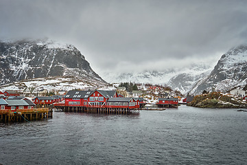 Image showing A village on Lofoten Islands, Norway