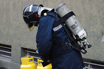 Image showing Fireman in action