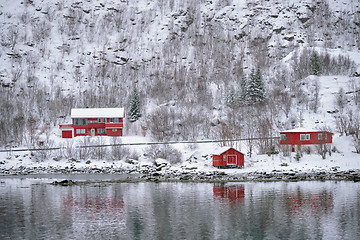 Image showing Rd rorbu houses in Norway in winter