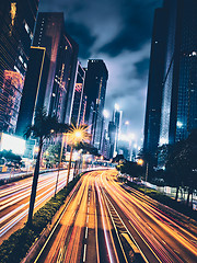 Image showing Street traffic in Hong Kong at night