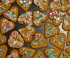 Image showing Homemade christmas cookies on a dark table