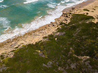 Image showing Waves and a dramatic untouched beach in South Africa