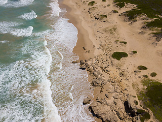 Image showing Waves and a dramatic untouched beach in South Africa