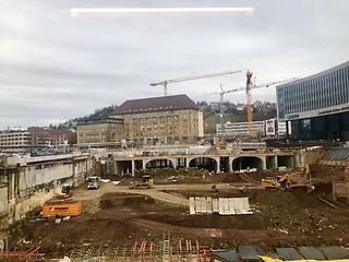 Image showing Construction site at Stuttgart main station for the Stuttgart21 railway project