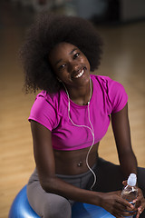 Image showing woman  relaxing after pilates workout