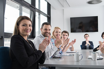 Image showing Group of young people meeting in startup office