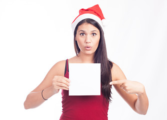 Image showing Christmas blank sign woman