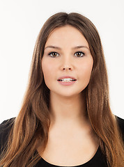 Image showing portrait of a beautiful young woman with long hair