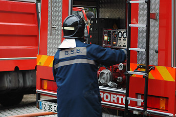Image showing Fireman in action II